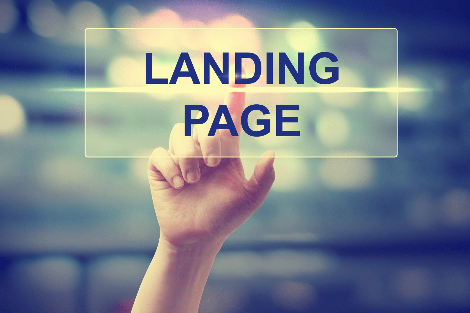 hand pressing on landing page