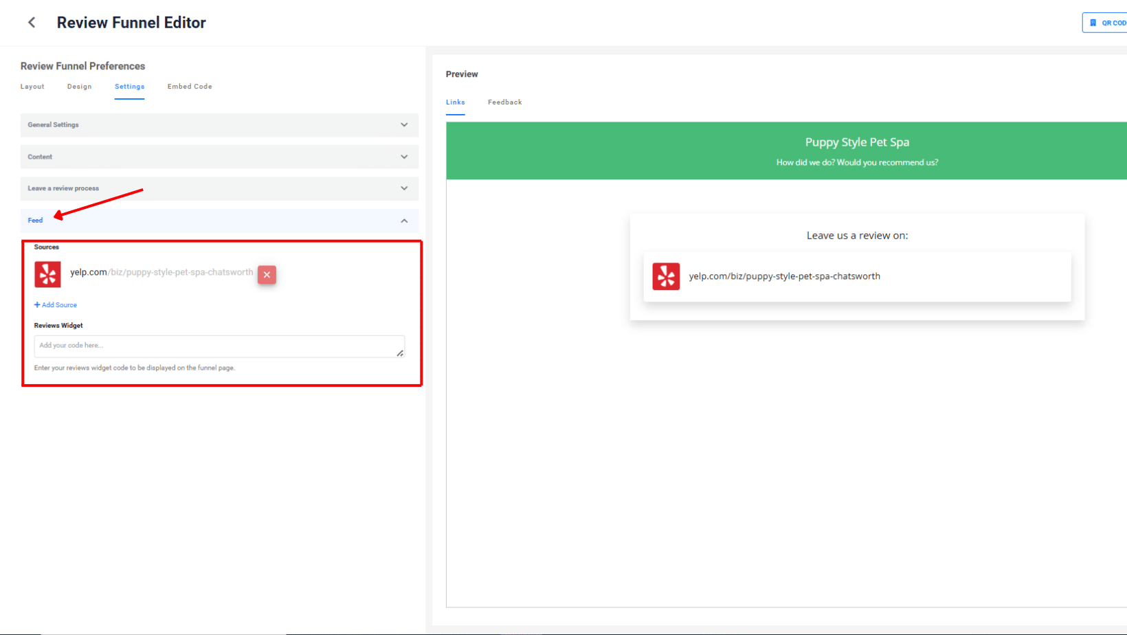 Review Funnel Feed